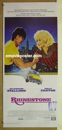 p632 RHINESTONE Australian daybill movie poster '84 Sly Stallone, Parton