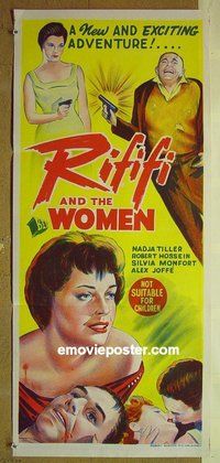 p635 RIFF RAFF GIRLS Australian daybill movie poster '59 Rififi & women!