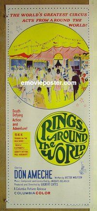 p636 RINGS AROUND THE WORLD Australian daybill movie poster '66 circus!