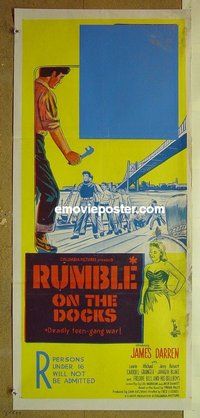 p652 RUMBLE ON THE DOCKS Australian daybill movie poster '56 Darren, Blake