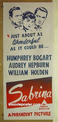 p655 SABRINA Aust daybill R60s Audrey Hepburn, Humphrey Bogart, William Holden, Billy Wilder