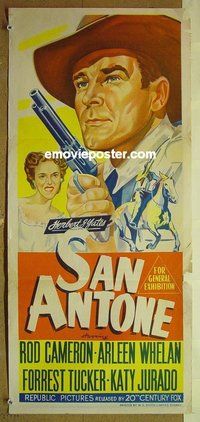 p659 SAN ANTONE Australian daybill movie poster '53 Rod Cameron, western