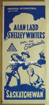 p663 SASKATCHEWAN Australian daybill movie poster R60s Alan Ladd, Winters