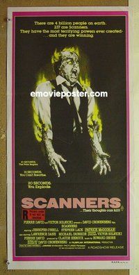p666 SCANNERS Australian daybill movie poster '81 David Cronenberg