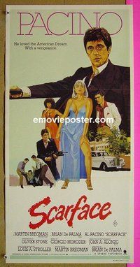 p667 SCARFACE Australian daybill movie poster '83 Al Pacino