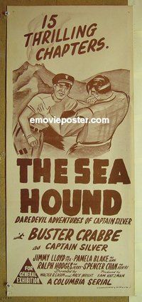 p669 SEA HOUND Australian daybill movie poster '50s Buster Crabbe, serial