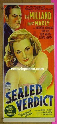 p670 SEALED VERDICT Australian daybill movie poster '48 Ray Milland