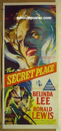p675 SECRET PLACE Australian daybill movie poster '58 Belinda Lee