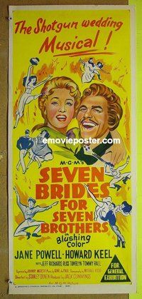 p680 SEVEN BRIDES FOR SEVEN BROTHERS Aust daybill R62 stone litho of Jane Powell & Howard Keel!