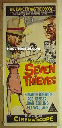 p682 SEVEN THIEVES Australian daybill movie poster '59 Ed Robinson, Steiger