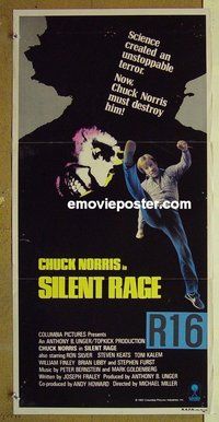 p695 SILENT RAGE Australian daybill movie poster '82 Chuck Norris