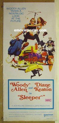p702 SLEEPER Australian daybill movie poster '74 Woody Allen, Diane Keaton
