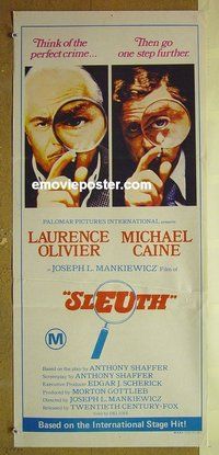 p704 SLEUTH Australian daybill movie poster '72 Olivier, Michael Caine