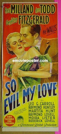 p707 SO EVIL MY LOVE Australian daybill movie poster '48 Milland, Todd