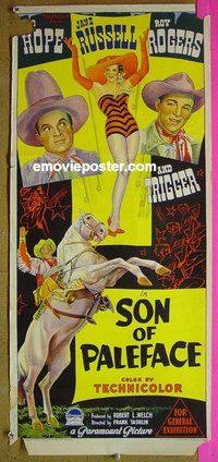 p713 SON OF PALEFACE Australian daybill movie poster '52 Roy Rogers, Hope