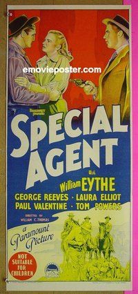 p719 SPECIAL AGENT Australian daybill movie poster '49 Eythe, Reeves