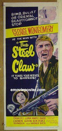p730 STEEL CLAW Australian daybill movie poster '61 George Montgomery