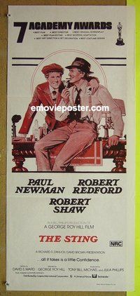 p732 STING Australian daybill movie poster '74 Robert Redford, Paul Newman