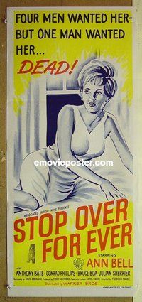p735 STOPOVER FOREVER Australian daybill movie poster '63 Ann Bell, Bate