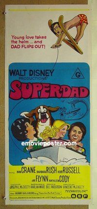 p745 SUPERDAD Australian daybill movie poster '74 Walt Disney