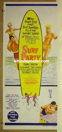 p747 SURF PARTY Australian daybill movie poster '64 Bobby Vinton