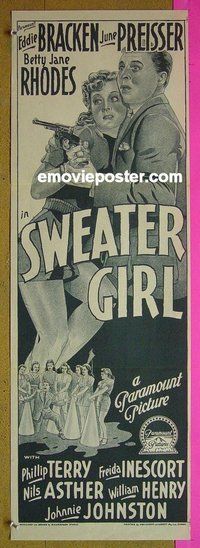 p749 SWEATER GIRL Australian daybill movie poster '42 Eddie Bracken