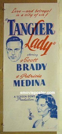 p755 TANGIER LADY Australian daybill movie poster '53 Scott Brady