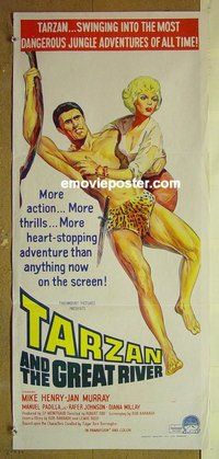 p756 TARZAN & THE GREAT RIVER Australian daybill movie poster '67 Mike Henry