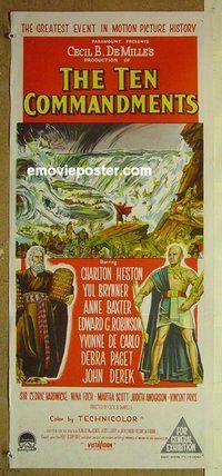 p760 TEN COMMANDMENTS Australian daybill movie poster R60 Charlton Heston
