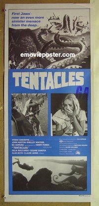 p762 TENTACLES Australian daybill movie poster '77 AIP, John Huston!
