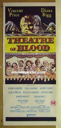 p767 THEATRE OF BLOOD Australian daybill movie poster '73 Vincent Price