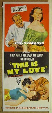 p772 THIS IS MY LOVE Australian daybill movie poster '54 Linda Darnell