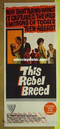 p773 THIS REBEL BREED Australian daybill movie poster '60 Rita Moreno