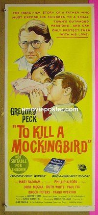 p778 TO KILL A MOCKINGBIRD Australian daybill movie poster '63 Peck