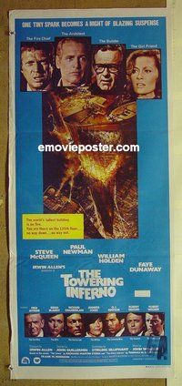 p786 TOWERING INFERNO Australian daybill movie poster '74 McQueen, Newman