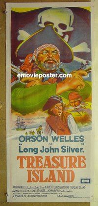 p789 TREASURE ISLAND Australian daybill movie poster '72 Orson Welles