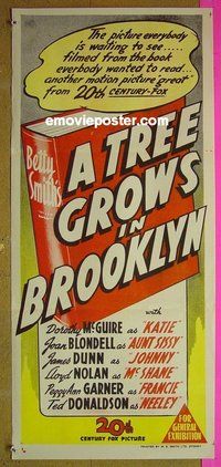 p790 TREE GROWS IN BROOKLYN Australian daybill movie poster '45 James Dunn