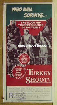 p796 TURKEY SHOOT Australian daybill movie poster '81 Railsback, Hussey