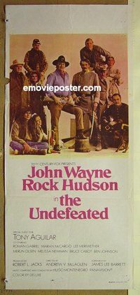 p800 UNDEFEATED Australian daybill movie poster '69 John Wayne, Hudson