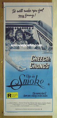 p805 UP IN SMOKE Australian daybill movie poster R80s Cheech & Chong