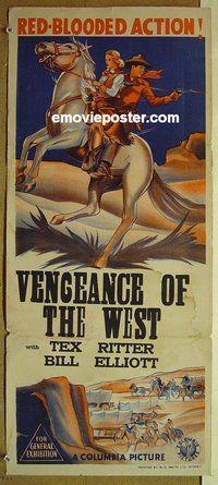 p813 VENGEANCE OF THE WEST Australian daybill movie poster '42 Elliott