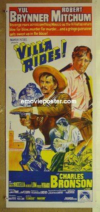 p817 VILLA RIDES Australian daybill movie poster '68 Yul Brynner, Mitchum
