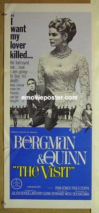 p820 VISIT Australian daybill movie poster '64 Ingrid Bergman, Tony Quinn