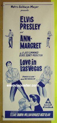 p821 VIVA LAS VEGAS Australian daybill movie poster R70s Elvis, Ann-Margret