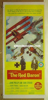 p823 VON RICHTHOFEN & BROWN Australian daybill movie poster '71 WWI!