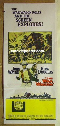 p829 WAR WAGON Australian daybill movie poster '67 John Wayne, Kirk Douglas