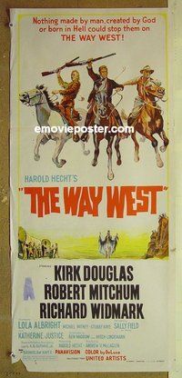 p835 WAY WEST Australian daybill movie poster '67 Douglas, Mitchum