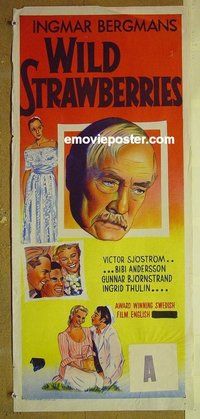 p845 WILD STRAWBERRIES Australian daybill movie poster '57 Ingmar Bergman