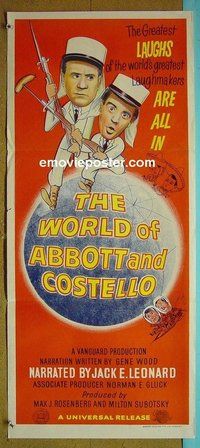p852 WORLD OF ABBOTT & COSTELLO Australian daybill movie poster '65