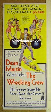 p854 WRECKING CREW Australian daybill movie poster '69 Dean Martin